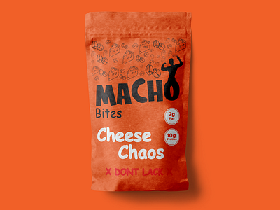 Pouch Label Design For Macho Bites branding graphic design illustration label design logo packaging design pouch design pouch label design