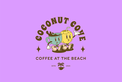 Coconut Cove branding café design flat illustration logo logotype mascots vector