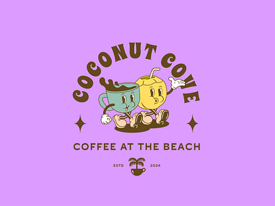 Coconut Cove branding café design flat illustration logo logotype mascots vector