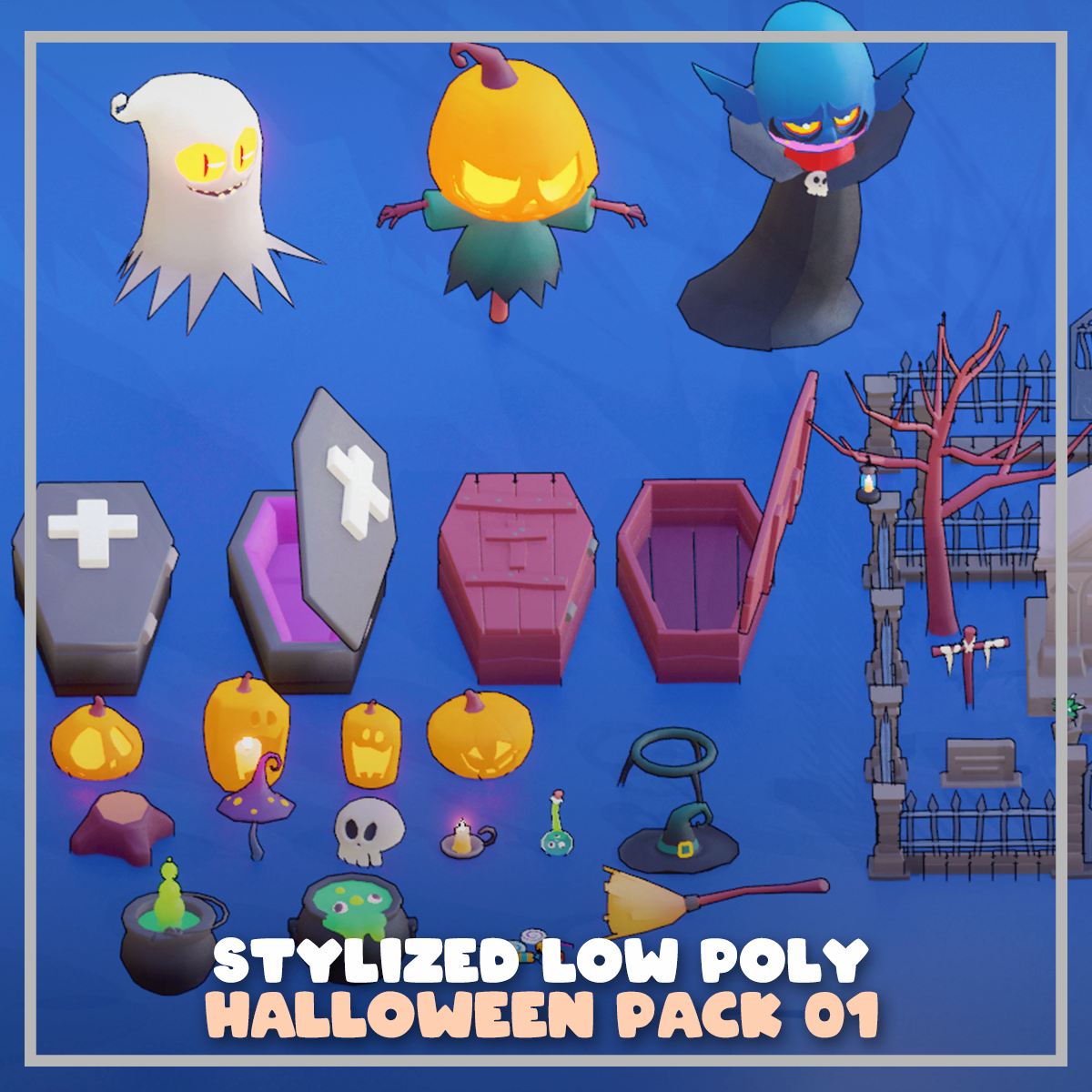 Stylized Low Poly Halloween 01 3d 3dmodeling b3d blender blender3d halloween illustration low poly lowpoly pumpkin
