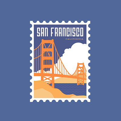 Golden Gate Bridge Stamp adventure badge badge design branding design golden gate bridge graphic design illustration san francisco stamp stamp design travel