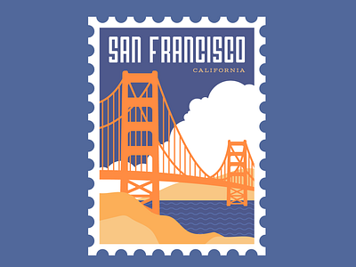 Golden Gate Bridge Stamp adventure badge badge design branding design golden gate bridge graphic design illustration san francisco stamp stamp design travel