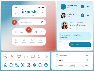 Urpesh App - Design System app background bento bento design branding chat design design direction design system duotone footer forms graphic design header icons input ios ui ux vento