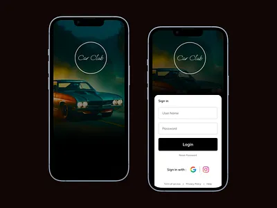 Mobil Login - Car club android bhavya verma branding business creative design figma graphic design illustration illustrator ios logo mobile mobile design motion graphics photoshop product design ui ux webdesign
