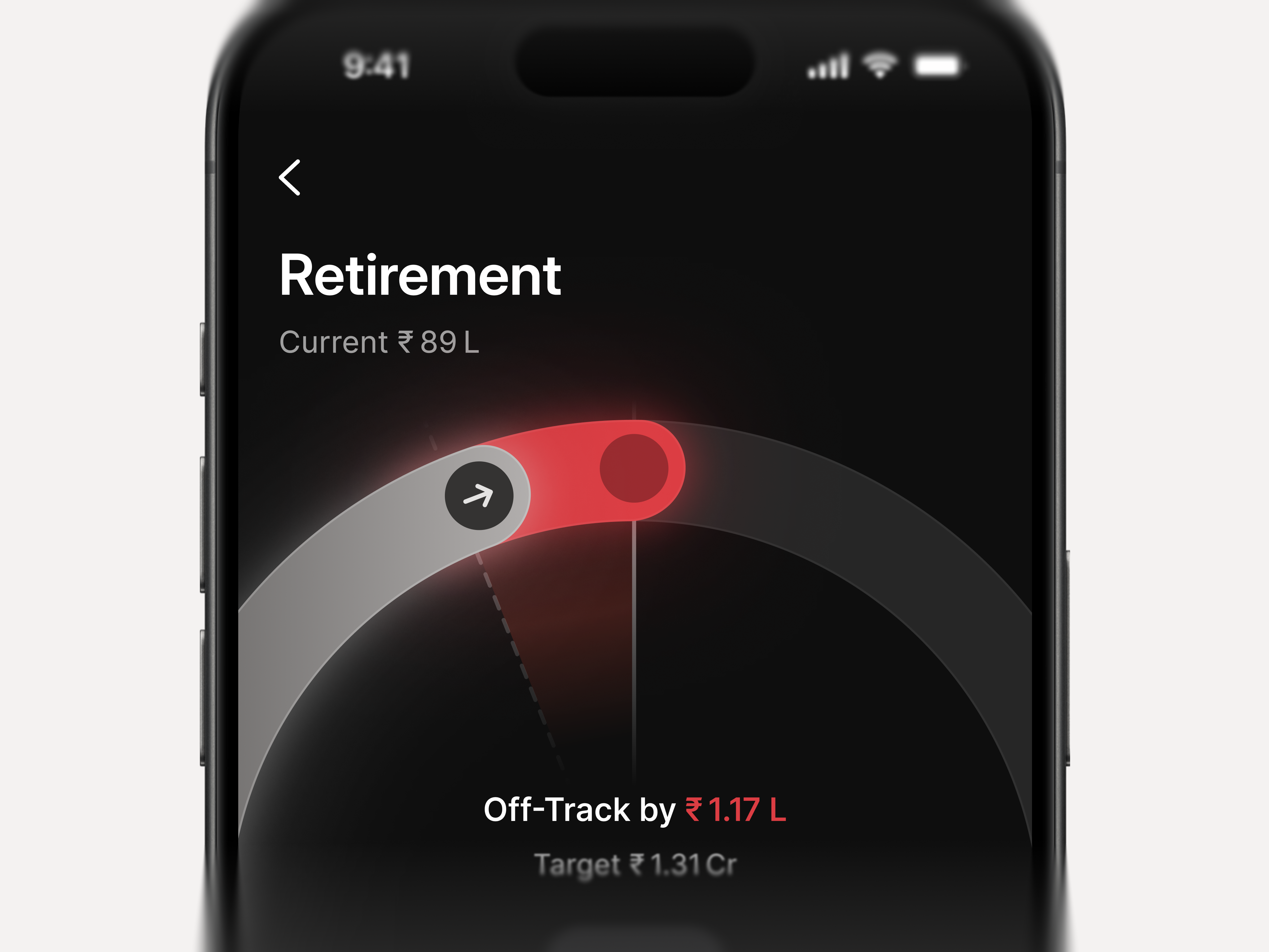 Goal Off-track Concept animation chart circle dark mode finance goal investment mobile motion graphics off track track