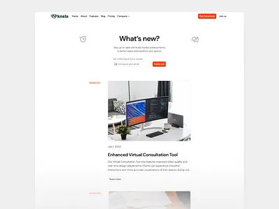 Changelog · Koala [V2.5] changelog clean koala koalaui product design product page product updates ui design updates ux design whats new