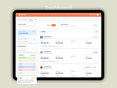 Dashboard - Loan dashboard design desktop loan ui ux