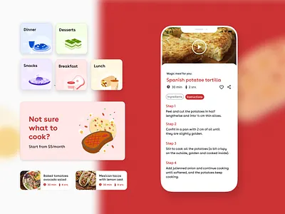Cooking app design system illustration ui uxui visual design