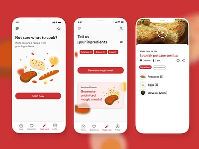 Cooking app illustration product design uxui visual design