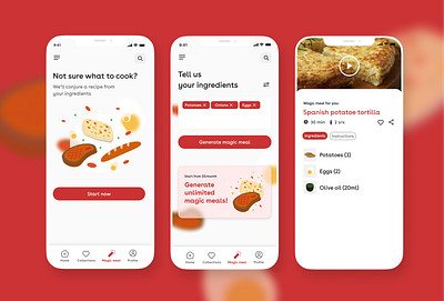 Cooking app illustration product design uxui visual design