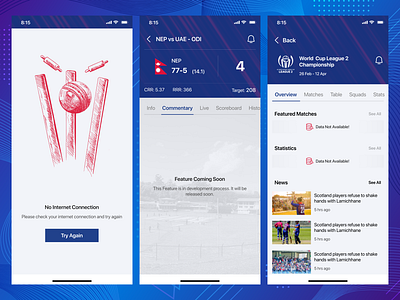 CAN App - Empty States 404 design app application can coming soon cricket data not found empty states feature coming soon mobile mobile app mobile application mobile design nepal nepali no data no internet no internet connection sudip sudip karki