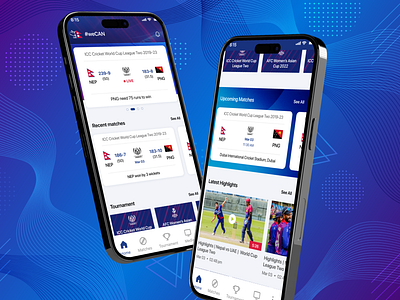 Cricket Association of Nepal (CAN) - Mobile Application application branding can clean design cricket cricket association of nepal cricket nepal fixtures matches mobile mobile app mockup nepal nepali nepali cricket product design sudip karki ui uiux ux