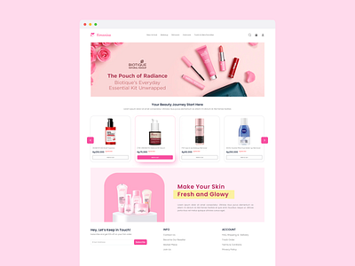 Beauty Product Website Design app beauty product beauty website branding design graphic design illustration landing page logo makeup pink skincare typography ui ux vector web design