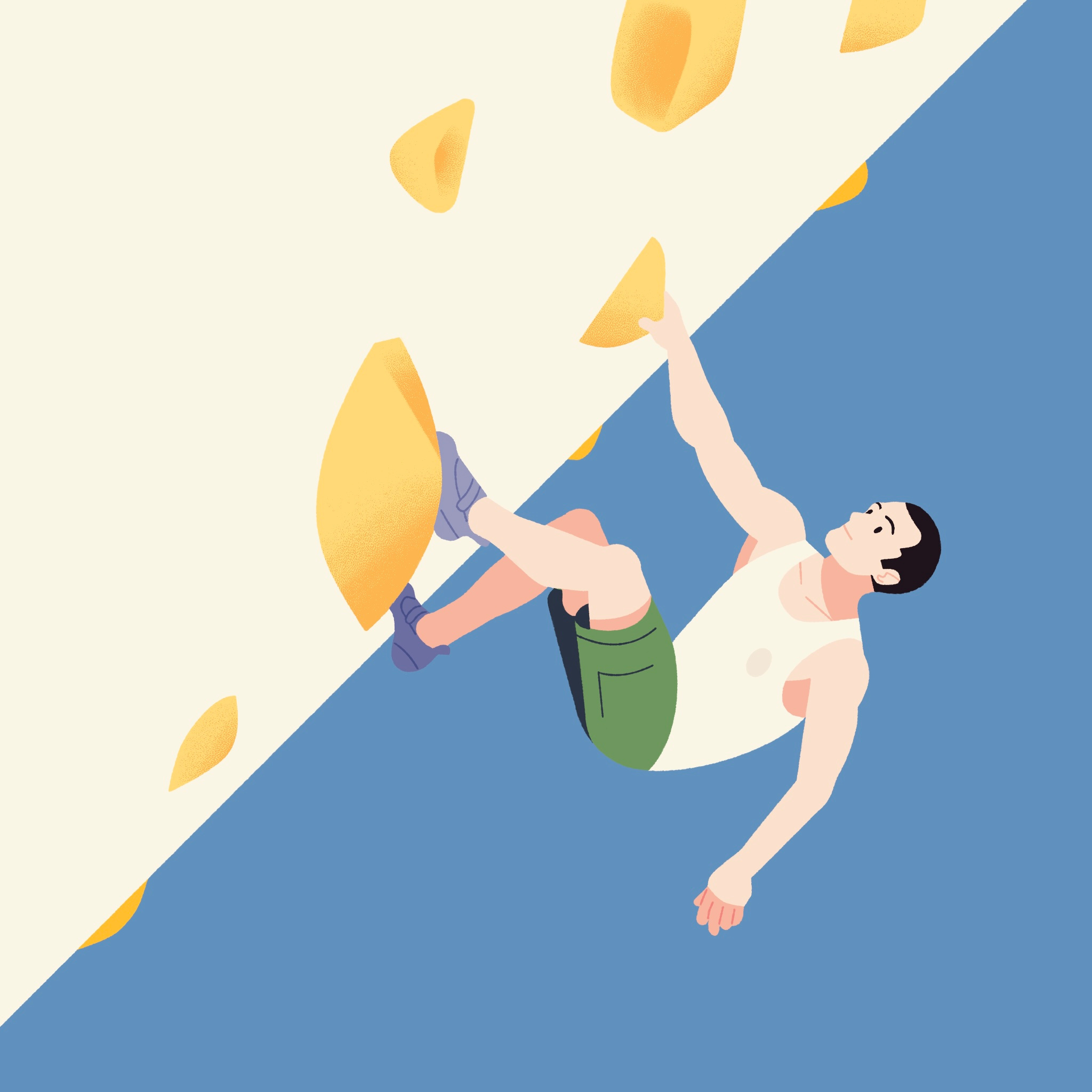 Climbing 🧗 2d 2d illustration bouldering character character design characterdesign climbing design extreme graphic design illustration illustrator olympics olympics2024 photoshop procreate rockclimbing sports texture