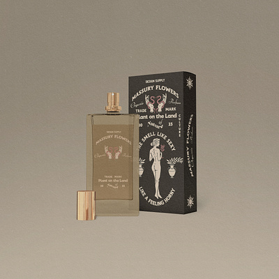 ''Massury Flowers'' is a product design for parfume art badge badge design branding design drawing graphic design illustration logo parfume design product design product illustration