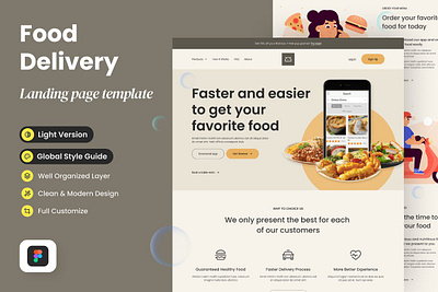 Food Delivery Landing Page design kit figma food delivery landing page landing page template product landing saas landing sketch software startup landing page theme web design mockup website design website template