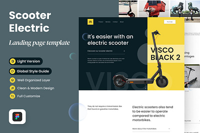 Scooter Electric Landing Page app landing page design kit figma landing page template product landing saas landing scooter electric landing page sketch software startup landing page theme web design mockup website design website template