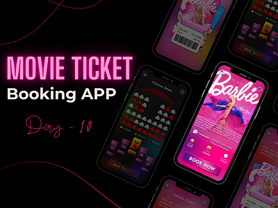 Day 10 of 100 Days Daily UI Challenge: Movie Ticket Booking App 100 days challenge appui cinemaapp dailyui day10 designinspiration graphic design mobiledesign movieticketbooking ticketbooking userexperience