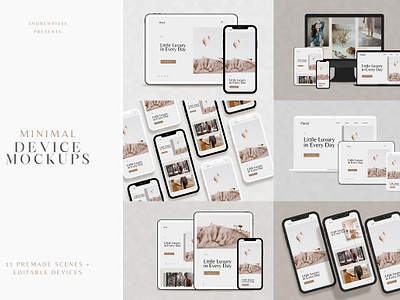 Minimal Modern Device Mockups computer screen elegant mockup iphone laptop minimal modern device mockups mobile mock up mockup phone responsive scence generator scene creator