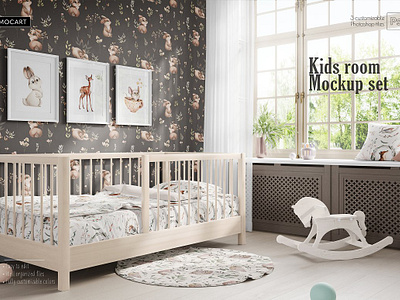 Kids bedroom mockup set 1 bed bedding creator etsy kids bedroom mockup set 1 mocart mocartcafe mock up mockups patterns printed room smart object surface wallpaper