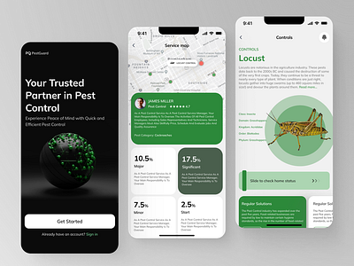 PestGuard - Pest control services design interface mobileapp pest control problem solving product design ui uiux uiux design ux ux design