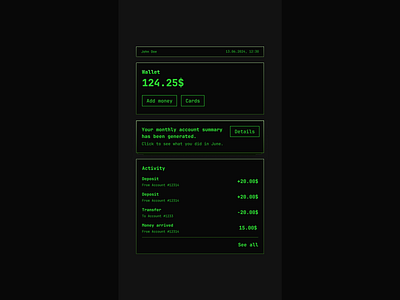 One color card explorations card card ui component finance green one color ui ui card ui components uidesign wallet