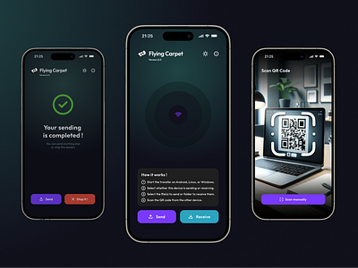 File Transfer App - Flying Carpet UI app case study design figma file mobile transfer ui ux