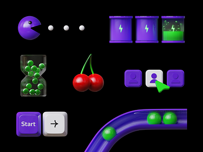3d icons for Telegram Post 3d blender blue cherry console fuel game gaming graphic design green it pacman retro telegram time violet