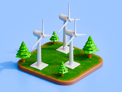 3D Windmill 3d 3d blender 3d modeling 3d shape blender branding colorful design eco energy environment graphic design green illustration logo nature sun tree ui windmill