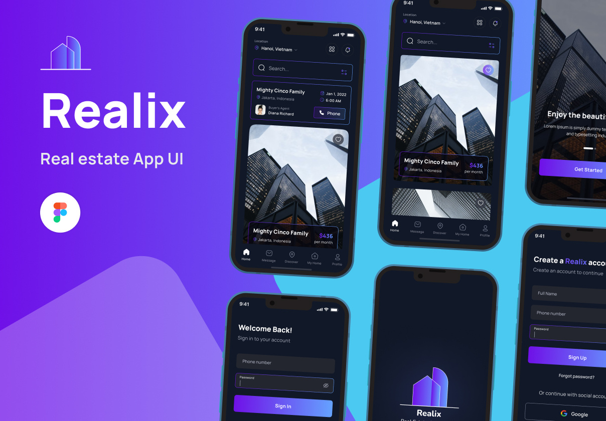 Real estate App UI 3d animation app app design branding figma graphic design illustration logo motion graphics real astate real astate app ui ui ui design uiux user interface web design xd