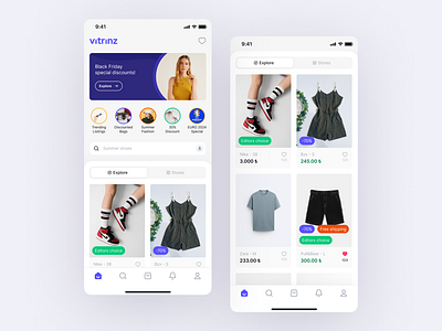 Vitrinz Home Screen | Shopping App design e commerce ecommerce mobile app ui ux