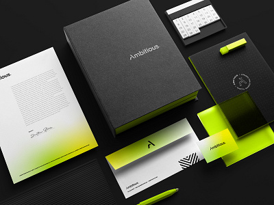 Ambitious Digital Marketing Stationary Design branding digital digital marketing green guidelines lead generation new zealand stationary visual identity