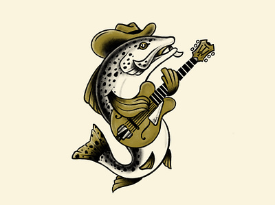 Semi-Hollow Body Guitar Trout design fish graphic design guitar illustration logo music semi hollowbody trout wildlife