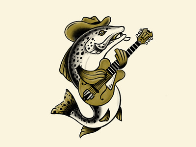 Semi-Hollow Body Guitar Trout design fish graphic design guitar illustration logo music semi hollowbody trout wildlife