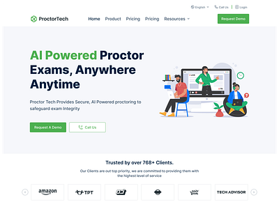 ProctorTech: Secure Online Exam Platform Design ai proctoring design process edtech educational technology exam platform modern design online assessments proctoring service uiux design