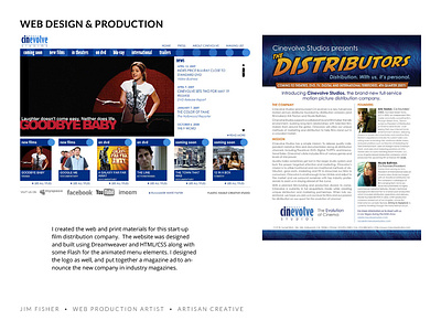 Cinevolve entertainment industry film industry print design website design website production