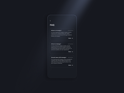 A Dark Mode FAQ Page dark mode faq mobile app modern profession ui uiux ux