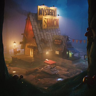 Mystery Shack 3d 3dlight aftereffects animation blender cinematiclighting graphic design modeling motion graphics mysteryshacks rendering