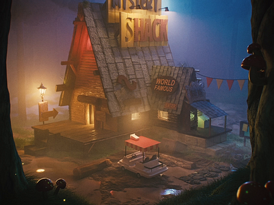 Mystery Shack 3d 3dlight aftereffects animation blender cinematiclighting graphic design modeling motion graphics mysteryshacks rendering