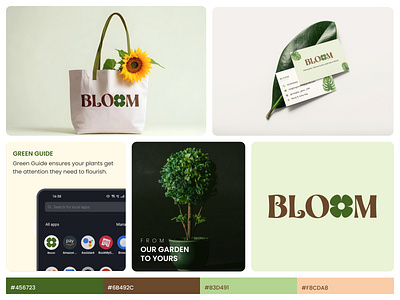 Plant nursery app presentation logo plant nursery totebag ui visiting card