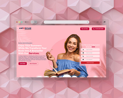 Book Writing Services Website Design Summer Theme adobe corporate daily ui desktop figma landing page layout minimal style summer typography ui ux uidesign ux design uxdesign uxui web design webdesign website website design