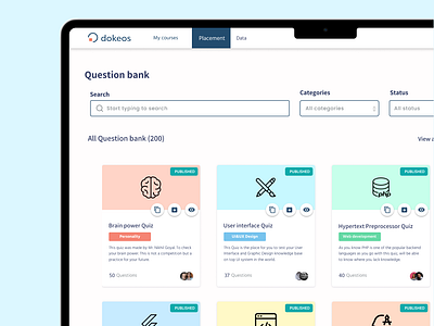 Dokeos Question bank art bank clean testing ui website