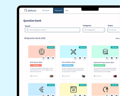 Dokeos Question bank art bank clean testing ui website