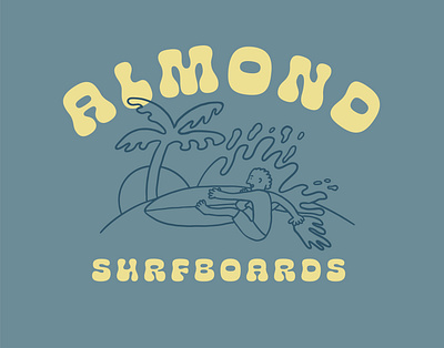 Almond Surfboards Layback Shirt Concept almond art direction design illustration palm print shirt surf surfboard typography vector wave
