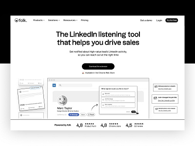 folk - LinkedIn Listening Tool (Chrome Extension) chrome extension crm folk folk crm linkedin tracker