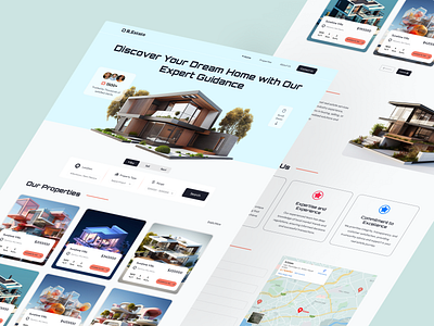 Modern Real Estate Landing Page Design agency business company dsign illustration landingpage modern realestate ui user experience ux uxdesign website website design