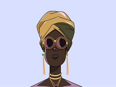 Cool Girl with Gele. african futuristic illustration