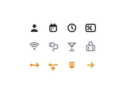 Icons Set Booking App arrow bar booking calendar clock direction discount electric glass icon set icons luggage step svg ticket train travel trip user wifi