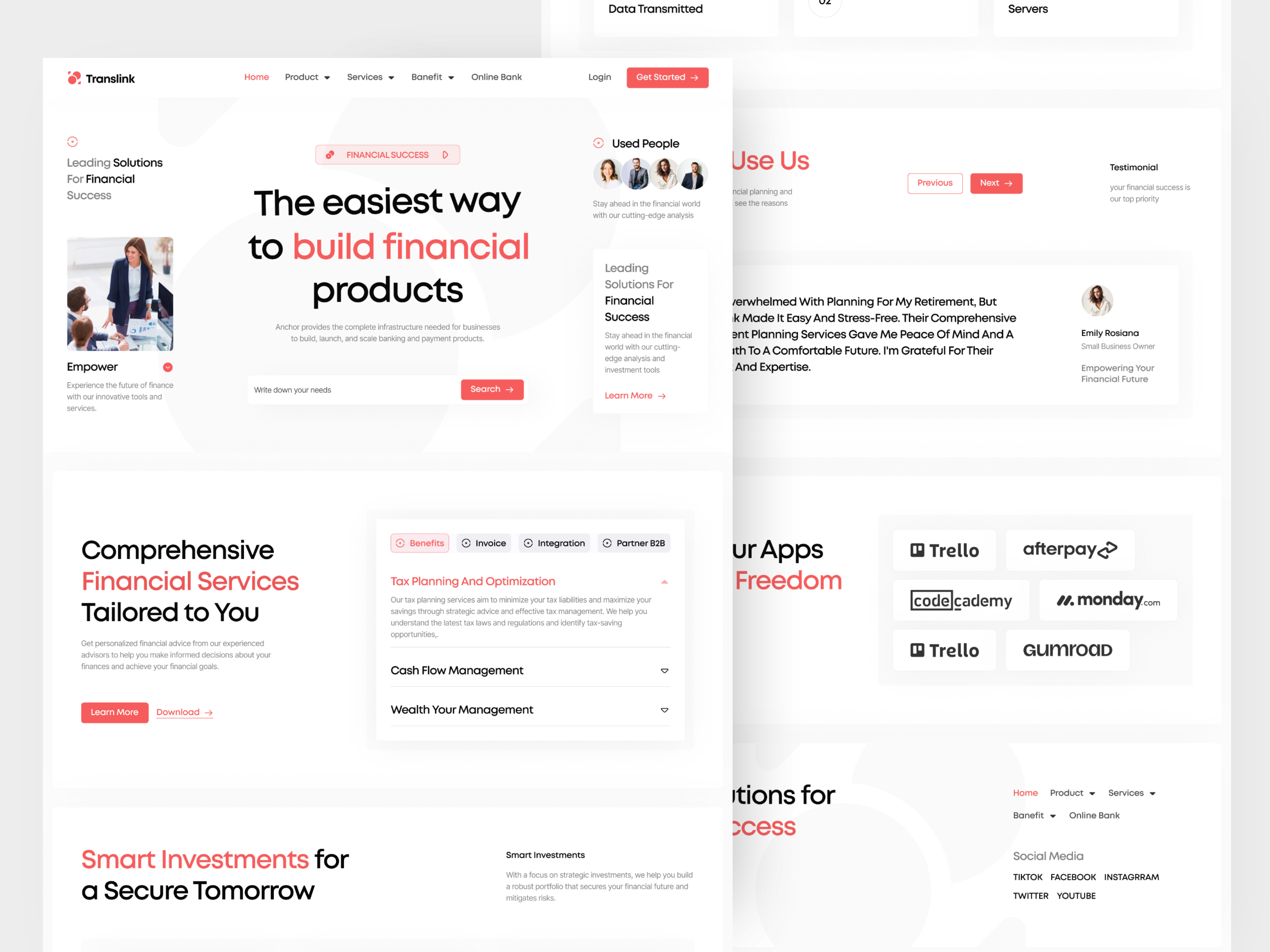 Finance UI Kit Landing Page aplication app apps bank business finance landing page money payment transfer ui ui design uiux uiux design webapp website