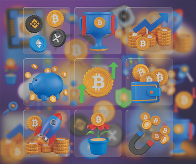 Crypto-currency 3D Icon Asset 3d bitcoin bitcoin growth bitcoin investment bitcoin piggy bank blockchain crypto crypto attraction crypto mining crypto money coins crypto trading crypto wallet cryptocurrency digital currency digital money eth icon illustration ux wallet